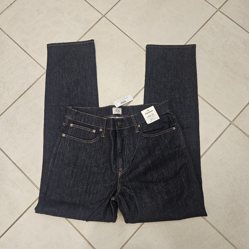 New J. Crew Men's Dark Blue Straight Jeans 34x32